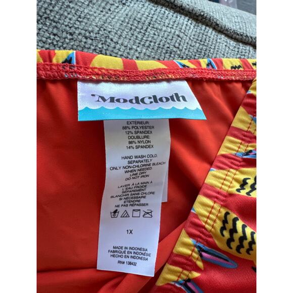 Modcloth The Franky Bird Whimsical High-Waisted Bikini Bottom Orange Plus 1X NWT - Picture 4 of 6